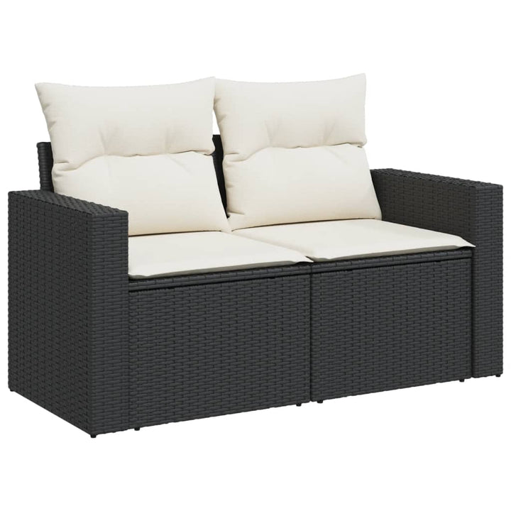 Set Mobilier De Grădină Cu Perne, 9 Piese, Negru, Poliratan