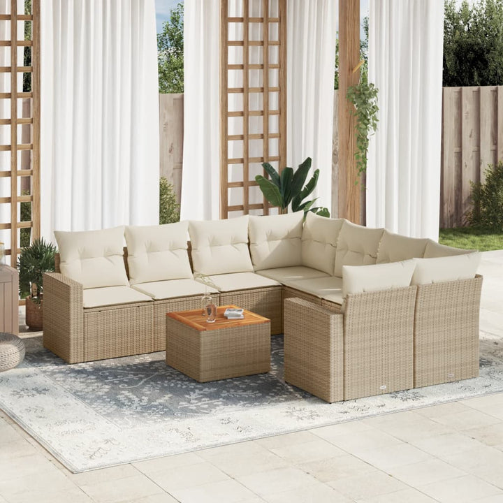 Set Mobilier De Grădină Cu Perne, 9 Piese, Negru, Poliratan