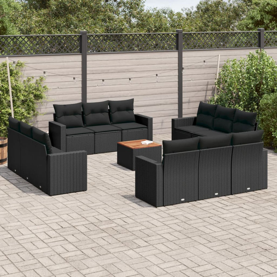 Set Mobilier De Grădină Cu Perne, 13 Piese, , Poliratan