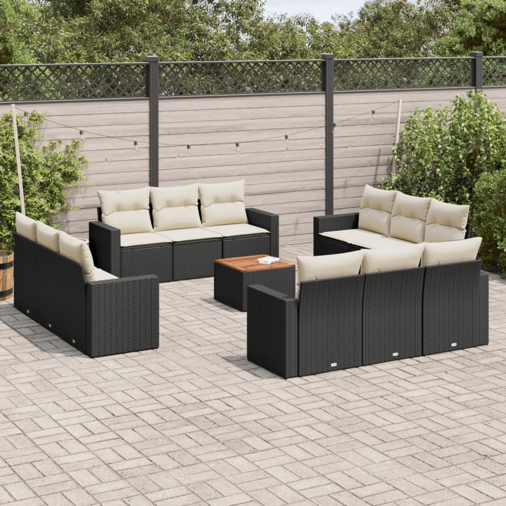 Set Mobilier De Grădină Cu Perne, 13 Piese, , Poliratan