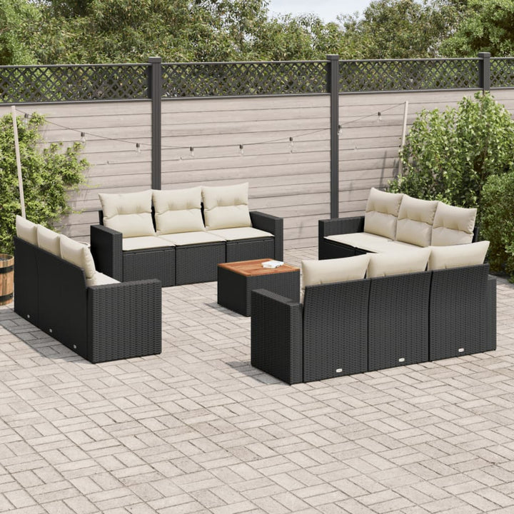Set Mobilier De Grădină Cu Perne, 13 Piese, , Poliratan