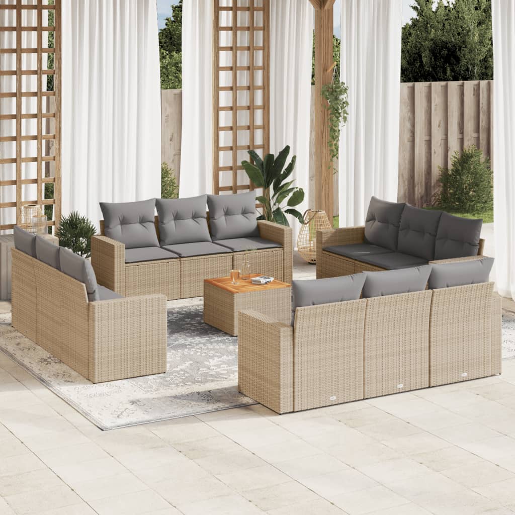 Set Mobilier De Grădină Cu Perne, 13 Piese, , Poliratan