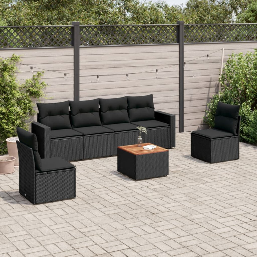 Set Canapele De Grădină Cu Perne, 7 Piese, , Poliratan