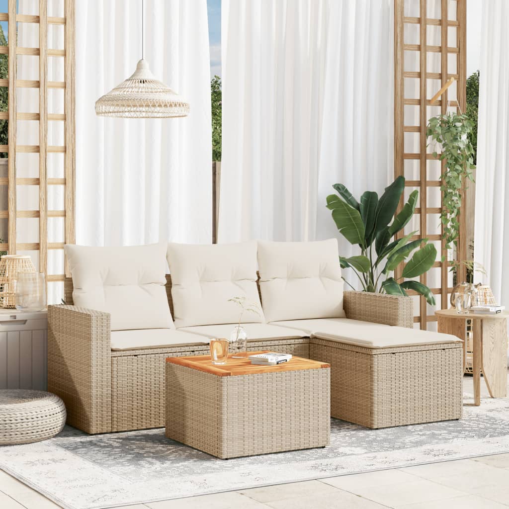 Set Mobilier De Grădină Cu Perne, 5 Piese, Negru, Poliratan