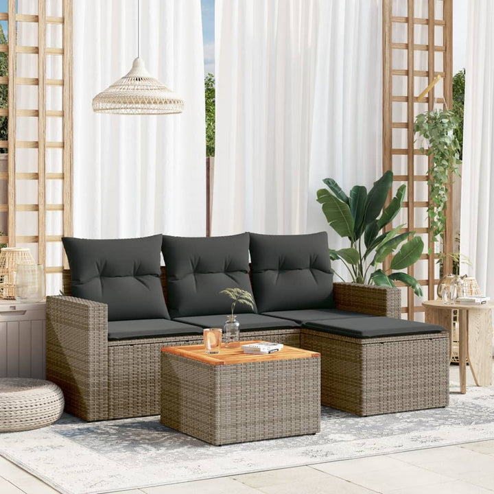 Set Mobilier De Grădină Cu Perne, 5 Piese, Negru, Poliratan