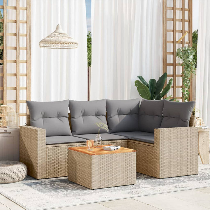 Set Mobilier De Grădină Cu Perne, 5 Piese, Negru, Poliratan