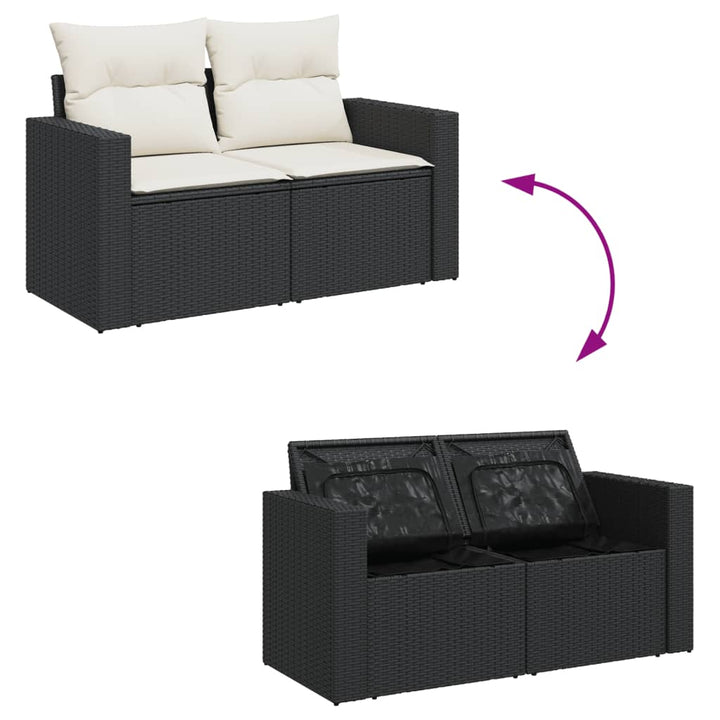 Set Mobilier De Grădină Cu Perne, 6 Piese, Negru, Poliratan