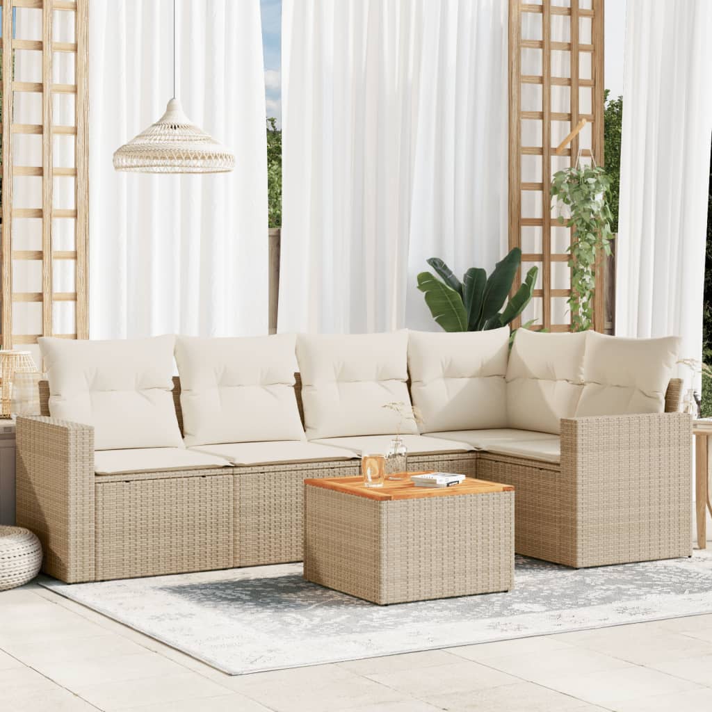 Set Mobilier De Grădină Cu Perne, 6 Piese, Negru, Poliratan