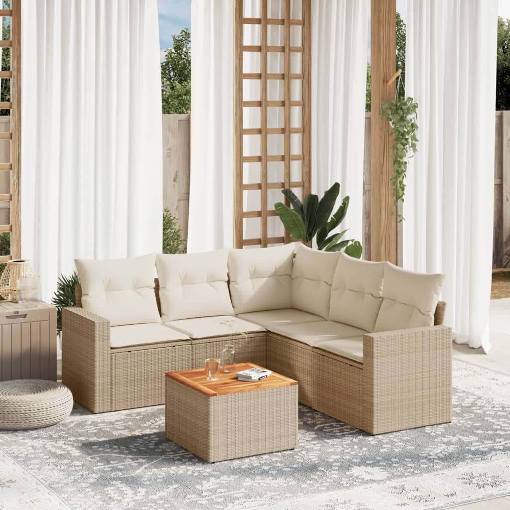 Set Mobilier De Grădină Cu Perne, 6 Piese, Negru, Poliratan