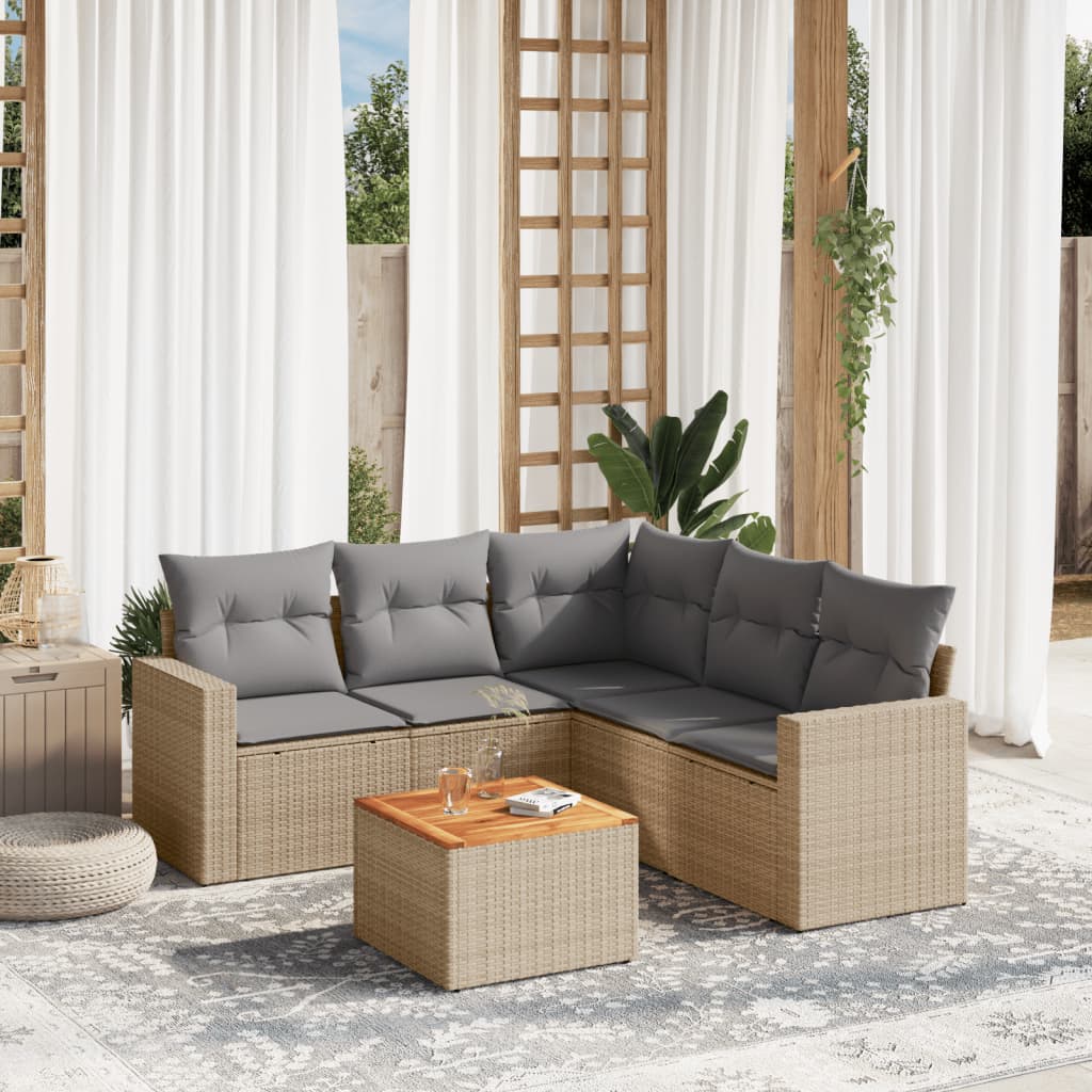 Set Mobilier De Grădină Cu Perne, 6 Piese, Negru, Poliratan