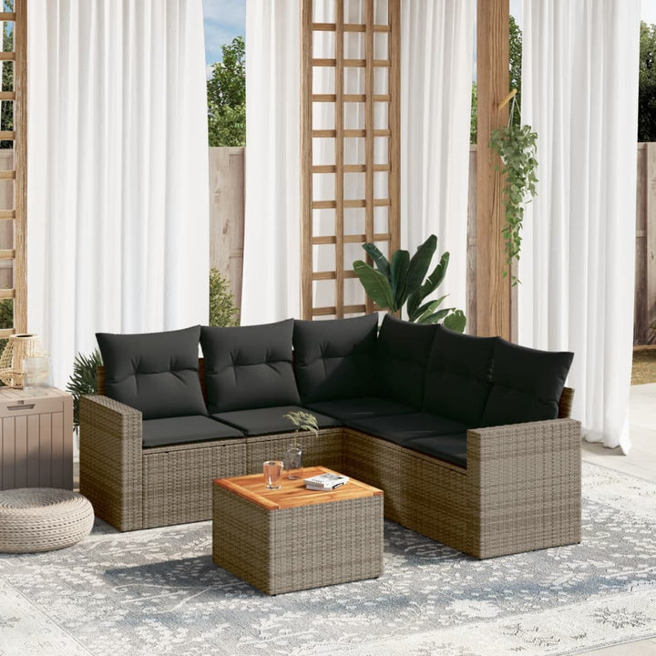 Set Mobilier De Grădină Cu Perne, 6 Piese, Negru, Poliratan