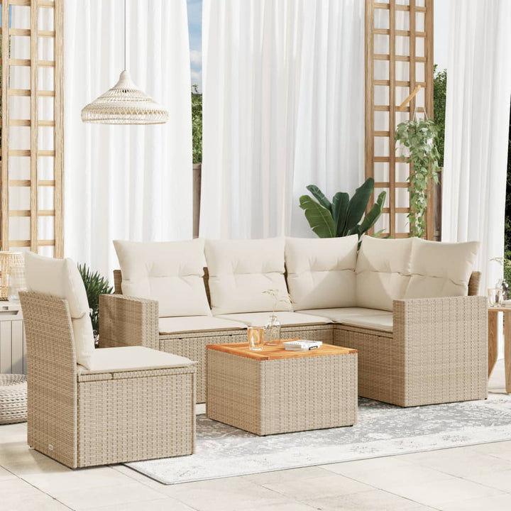 Set Mobilier De Grădină Cu Perne, 6 Piese, Negru, Poliratan