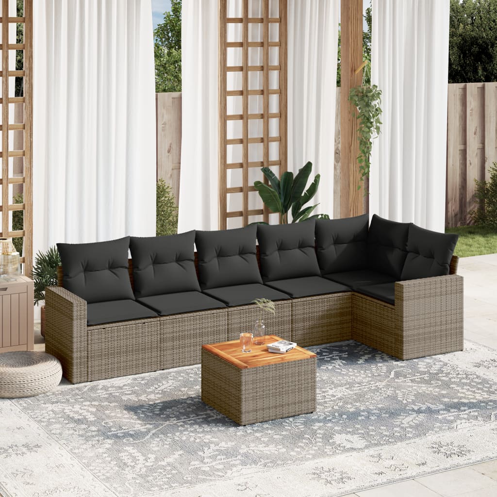 Set Canapele De Grădină Cu Perne, 7 Piese, , Poliratan