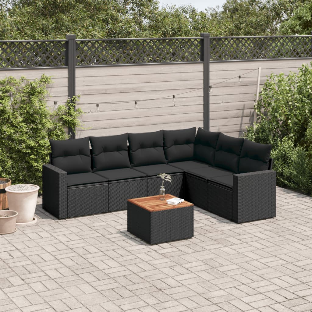 Set Canapele De Grădină Cu Perne, 7 Piese, , Poliratan