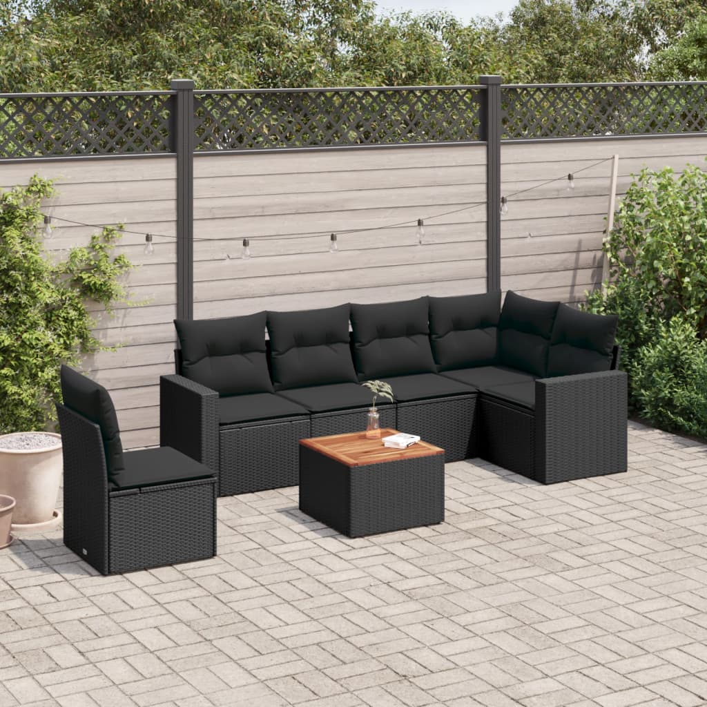 Set Canapele De Grădină Cu Perne, 7 Piese, , Poliratan