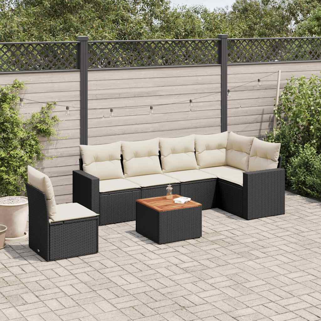 Set Canapele De Grădină Cu Perne, 7 Piese, , Poliratan