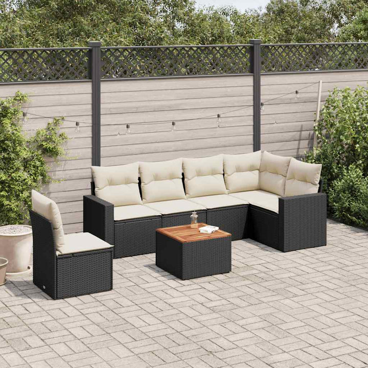 Set Canapele De Grădină Cu Perne, 7 Piese, , Poliratan