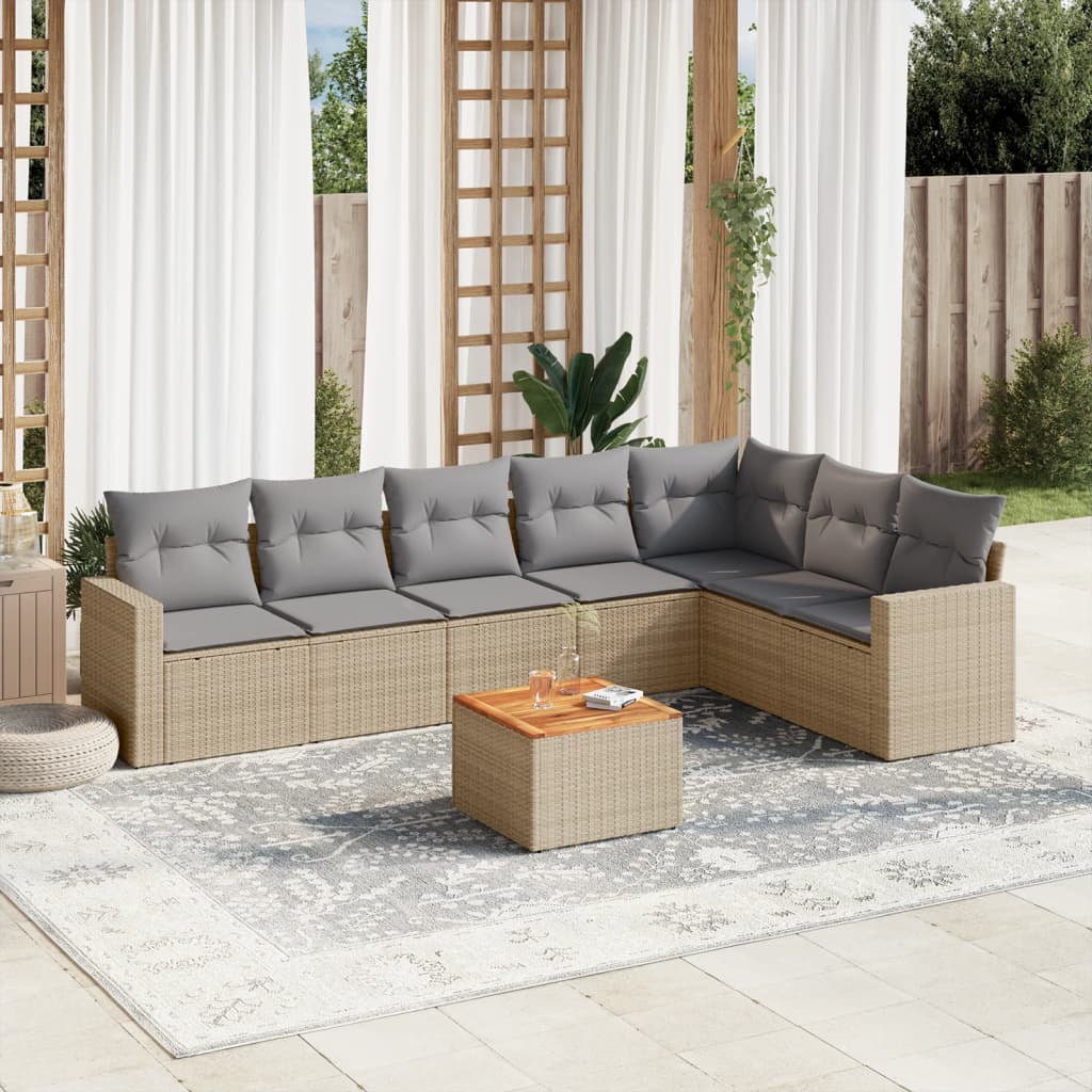 Set Mobilier De Grădină Cu Perne, 8 Piese, , Poliratan