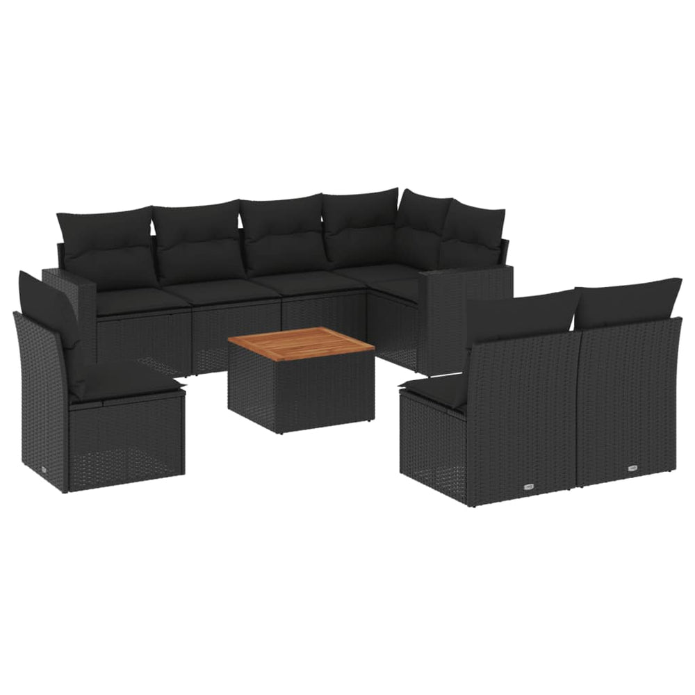 Set Mobilier De Grădină Cu Perne, 9 Piese, , Poliratan