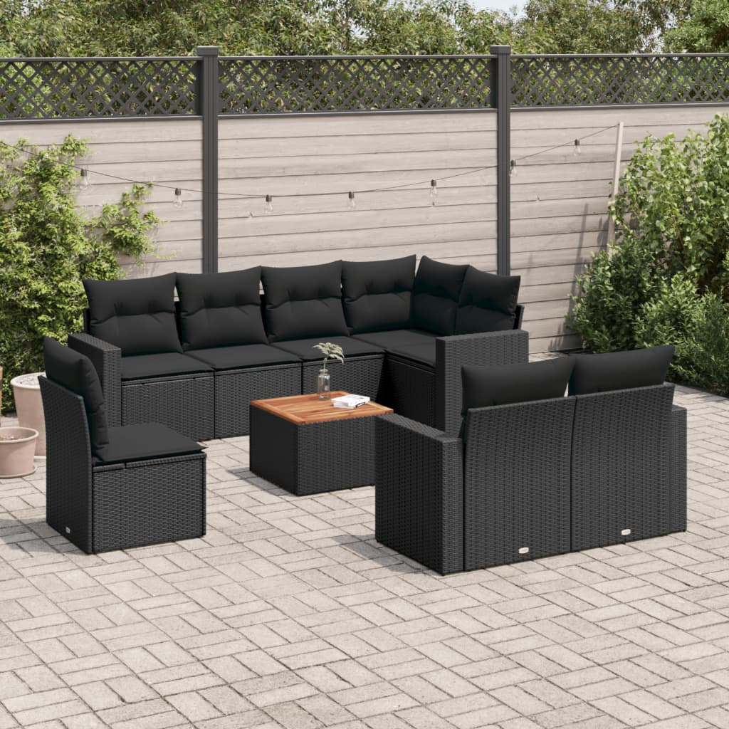 Set Mobilier De Grădină Cu Perne, 9 Piese, , Poliratan