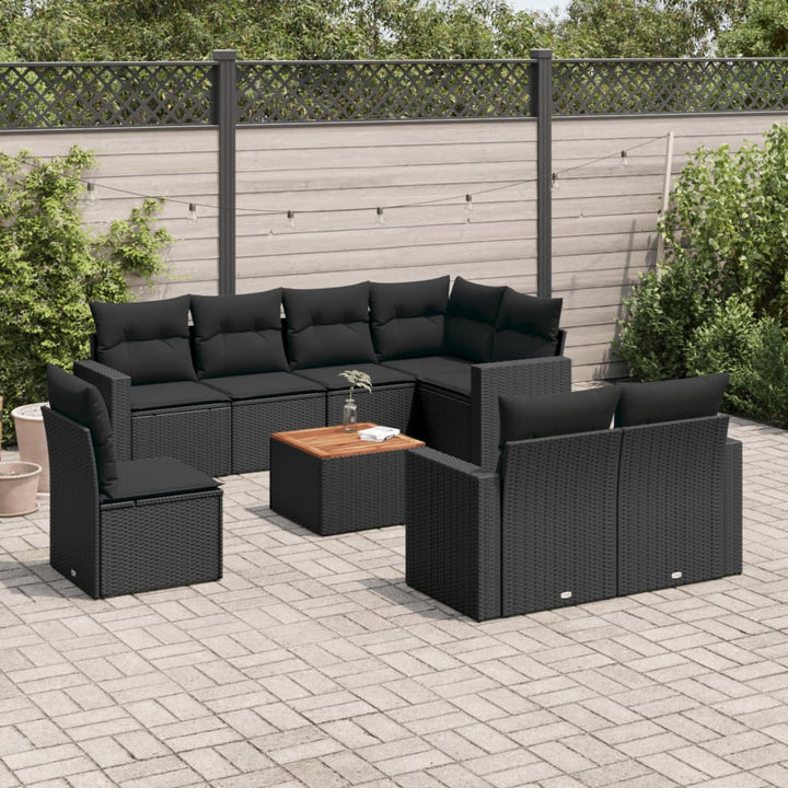 Set Mobilier De Grădină Cu Perne, 9 Piese, , Poliratan