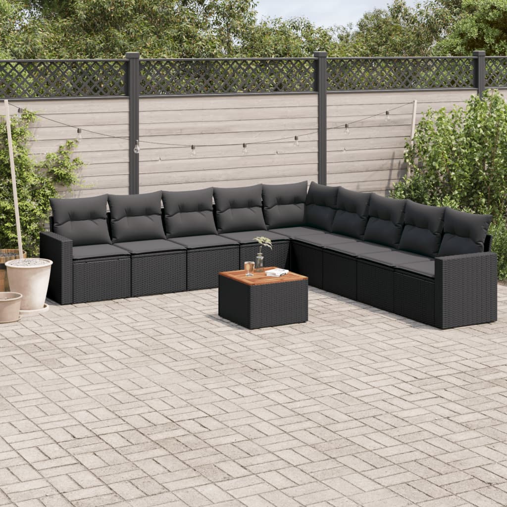 Set Canapele De Grădină Cu Perne, 10 Piese, , Poliratan
