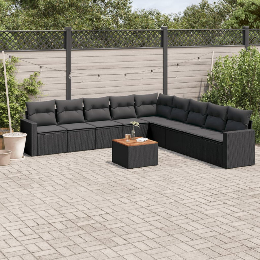 Set Canapele De Grădină Cu Perne, 10 Piese, , Poliratan