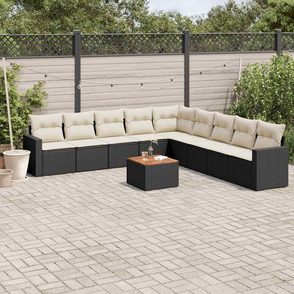 Set Canapele De Grădină Cu Perne, 10 Piese, , Poliratan