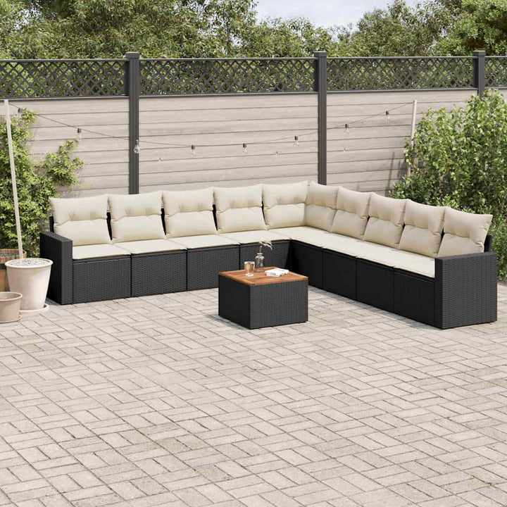 Set Canapele De Grădină Cu Perne, 10 Piese, , Poliratan