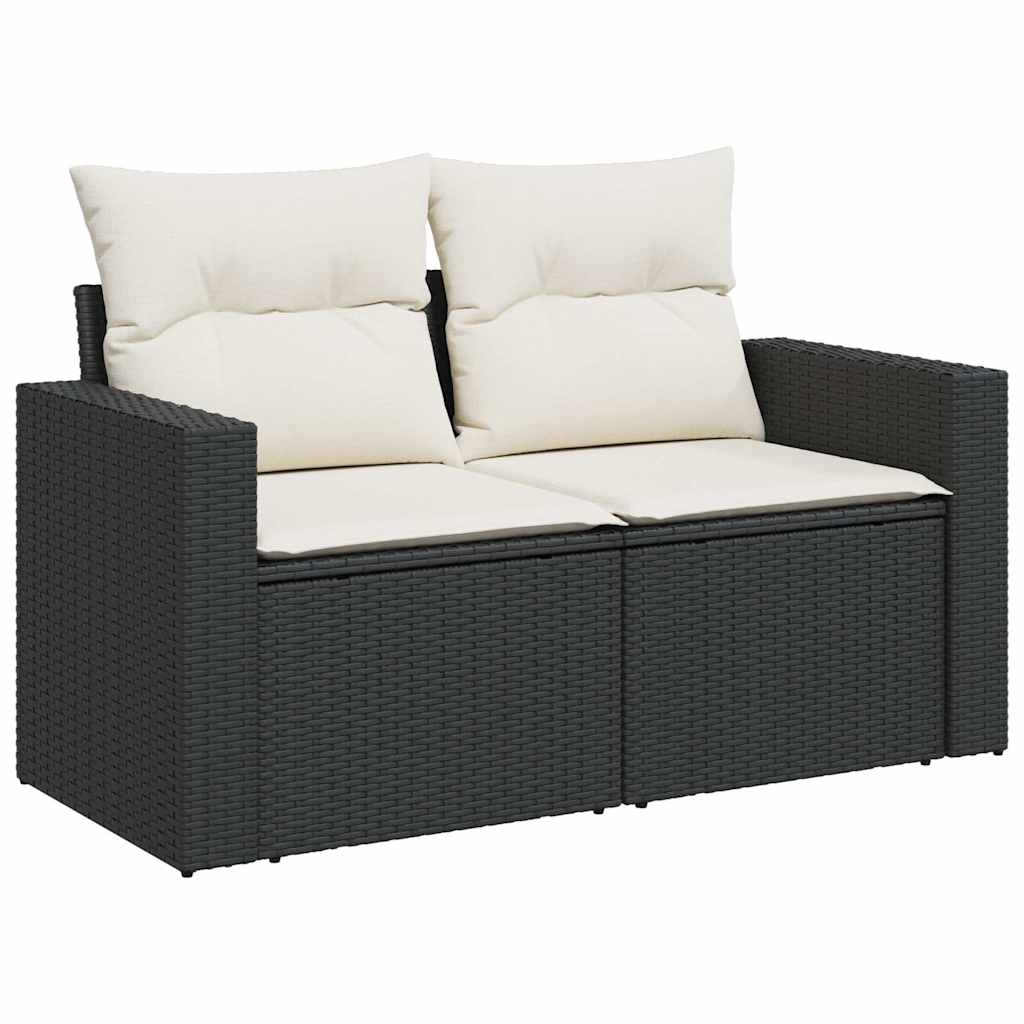Set Canapele De Grădină Cu Perne, 10 Piese, Negru, Poliratan