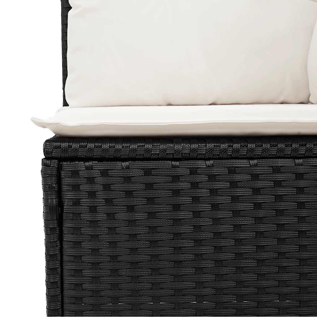 Set Canapele De Grădină Cu Perne, 10 Piese, Negru, Poliratan