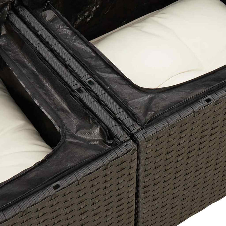Set Canapele De Grădină Cu Perne, 10 Piese, Negru, Poliratan