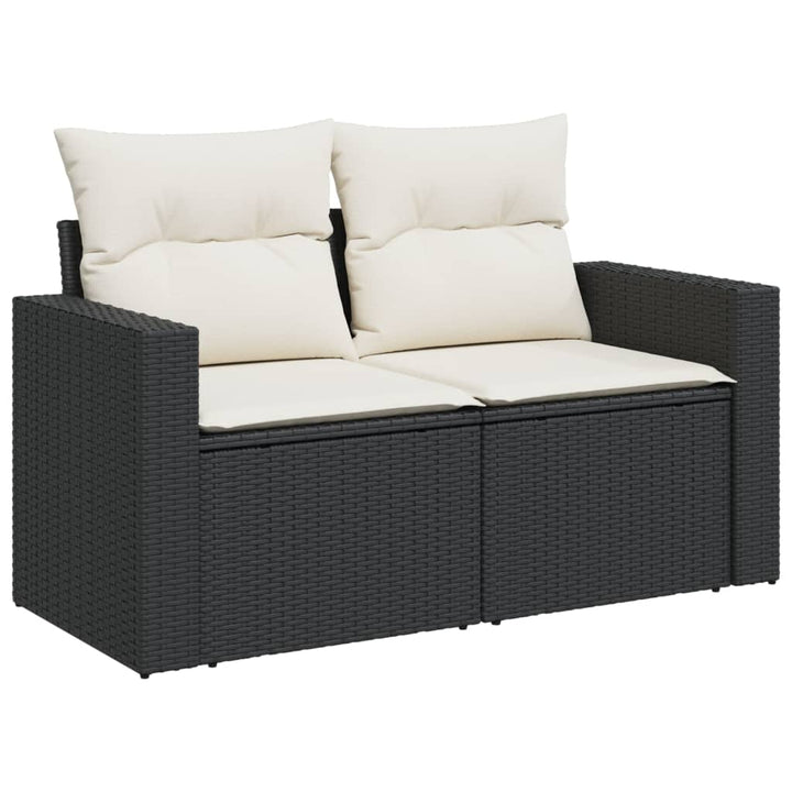 Set Canapele De Grădină Cu Perne, 11 Piese, Negru, Poliratan