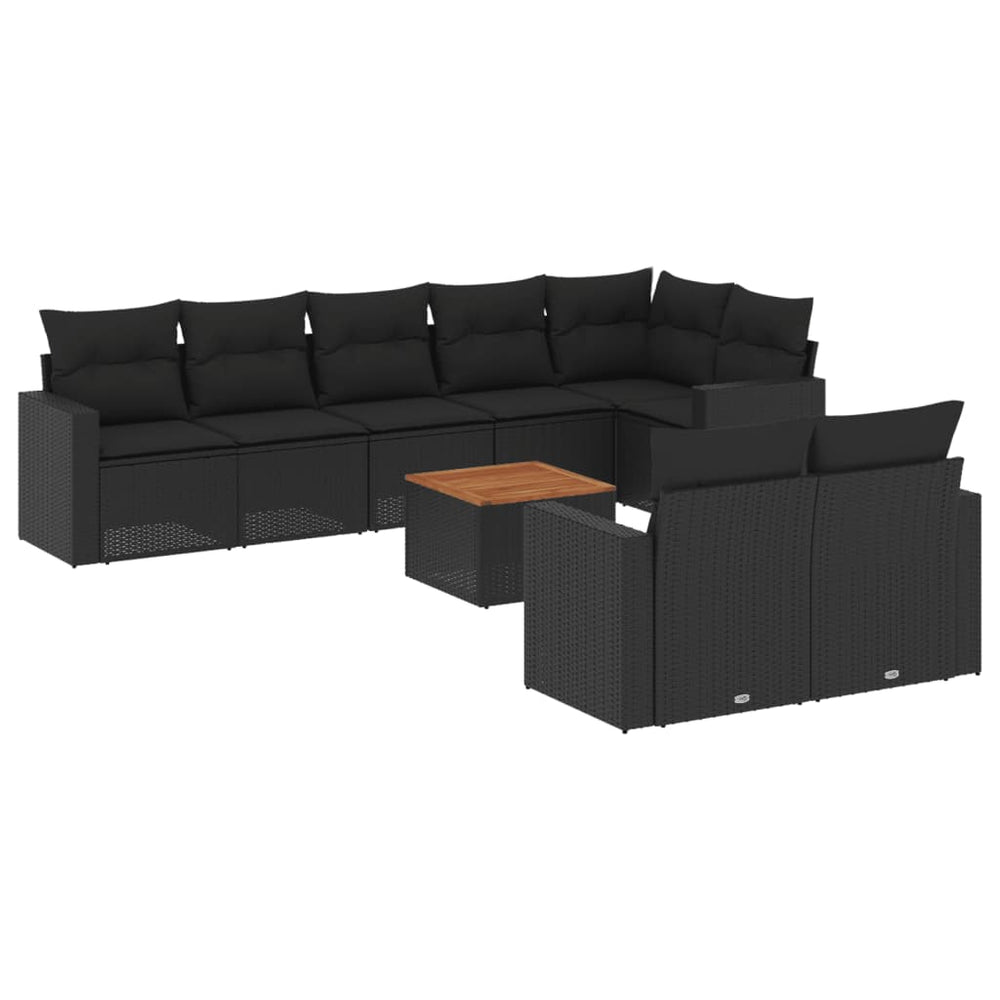 Set Mobilier De Grădină Cu Perne, 9 Piese, , Poliratan