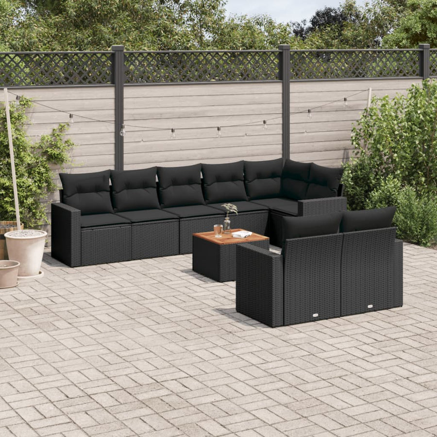 Set Mobilier De Grădină Cu Perne, 9 Piese, , Poliratan