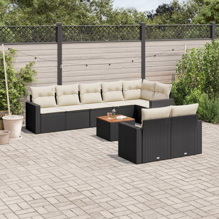 Set Mobilier De Grădină Cu Perne, 9 Piese, , Poliratan
