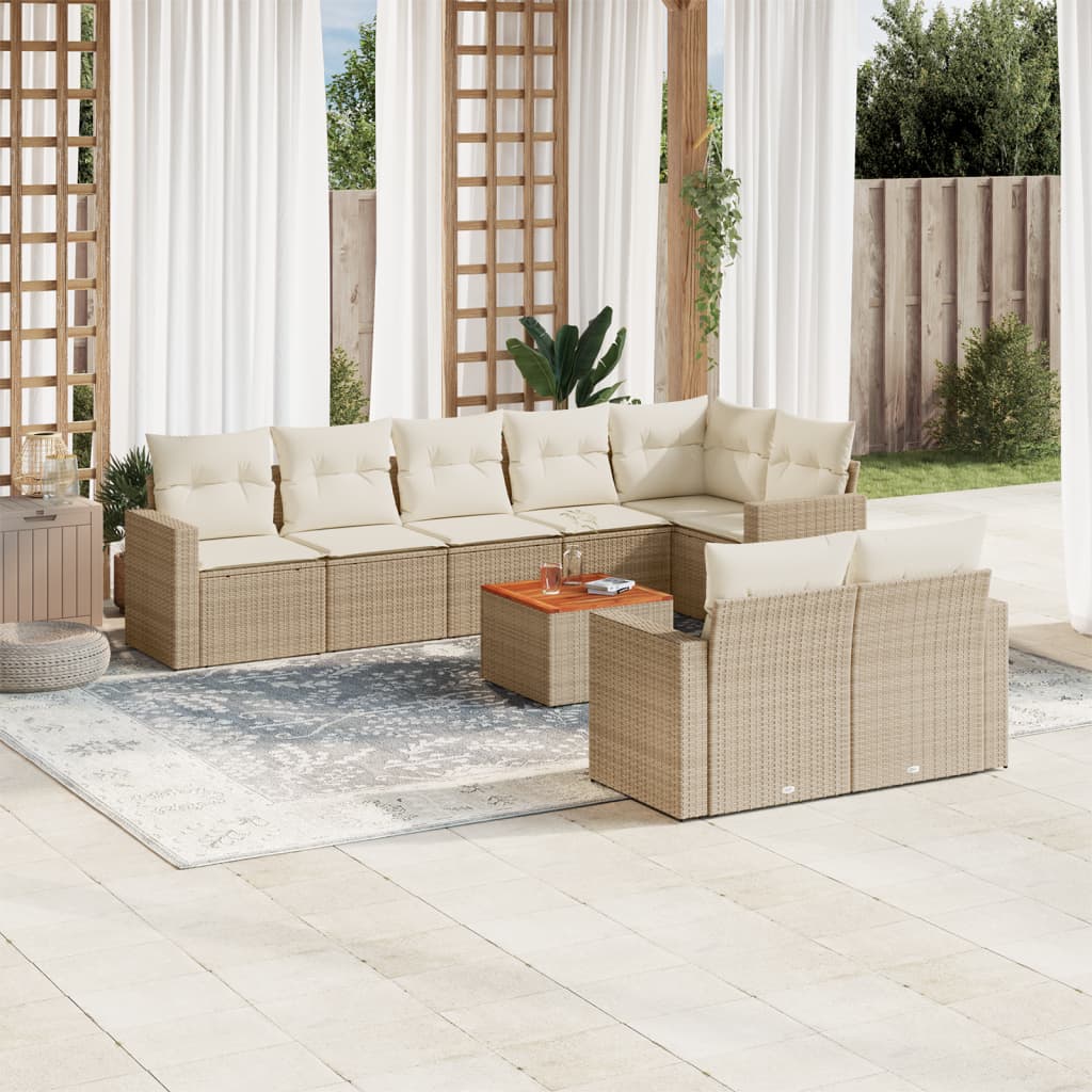 Set Mobilier De Grădină Cu Perne, 9 Piese, , Poliratan