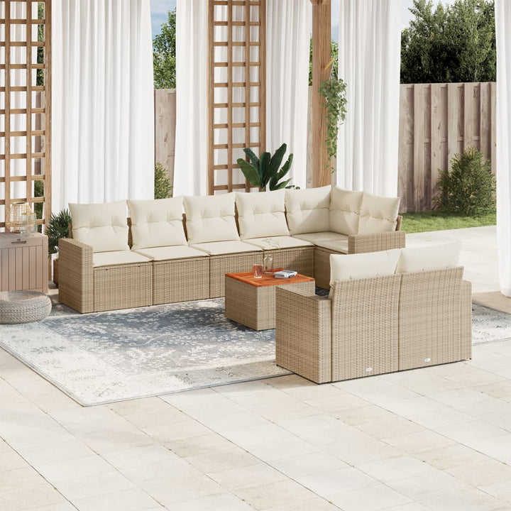 Set Mobilier De Grădină Cu Perne, 9 Piese, , Poliratan