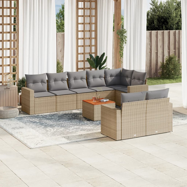 Set Mobilier De Grădină Cu Perne, 9 Piese, , Poliratan