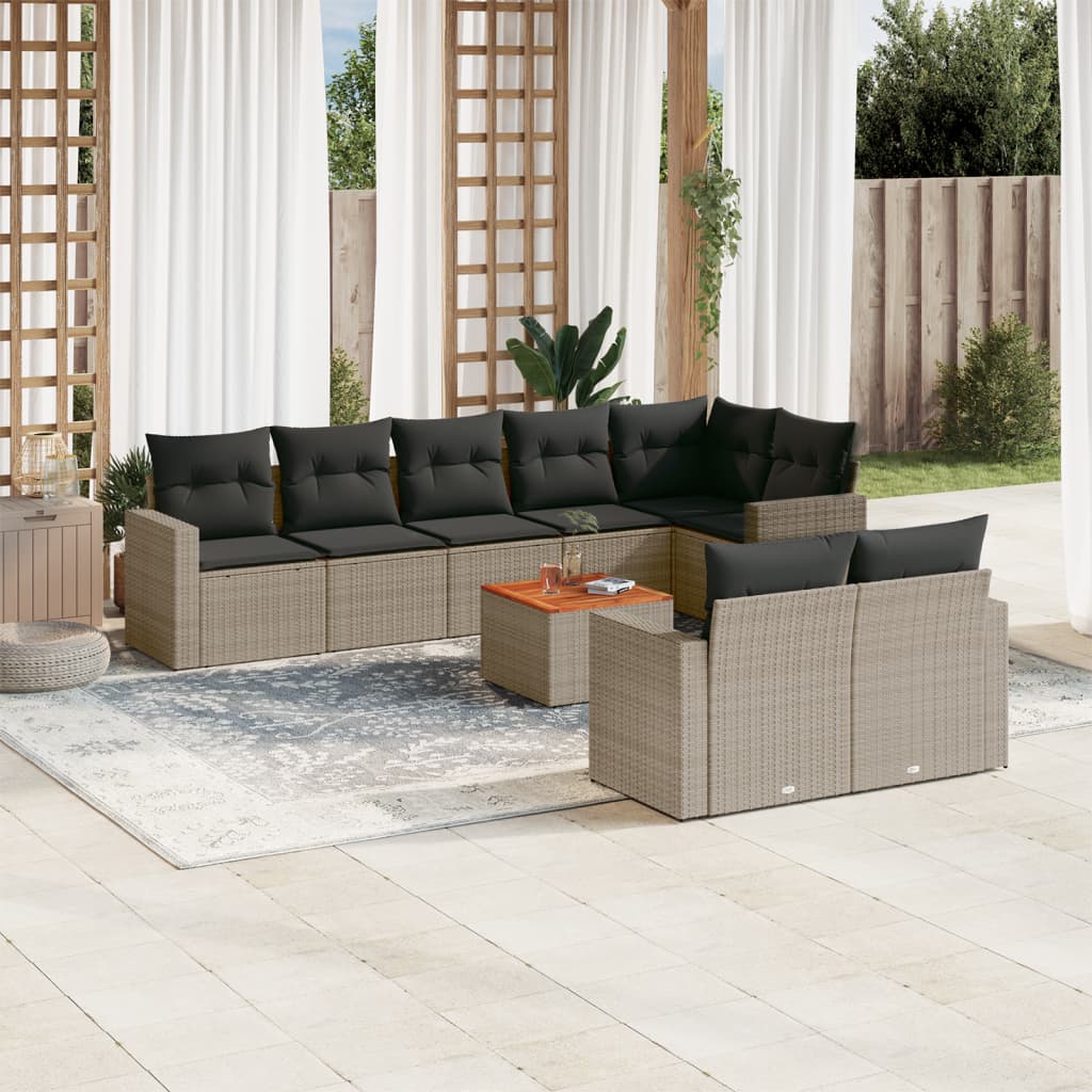 Set Mobilier De Grădină Cu Perne, 9 Piese, , Poliratan