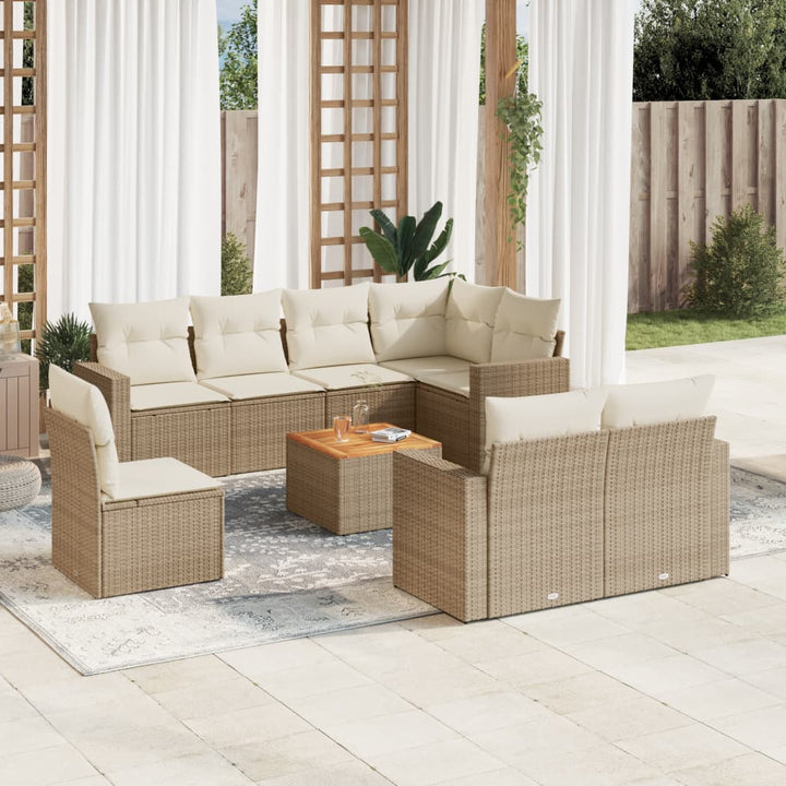 Set Mobilier De Grădină Cu Perne, 9 Piese, , Poliratan