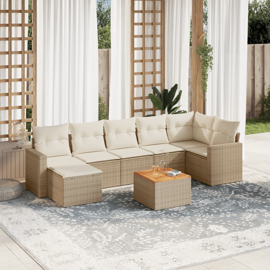 Set Mobilier De Grădină Cu Perne, 8 Piese, , Poliratan