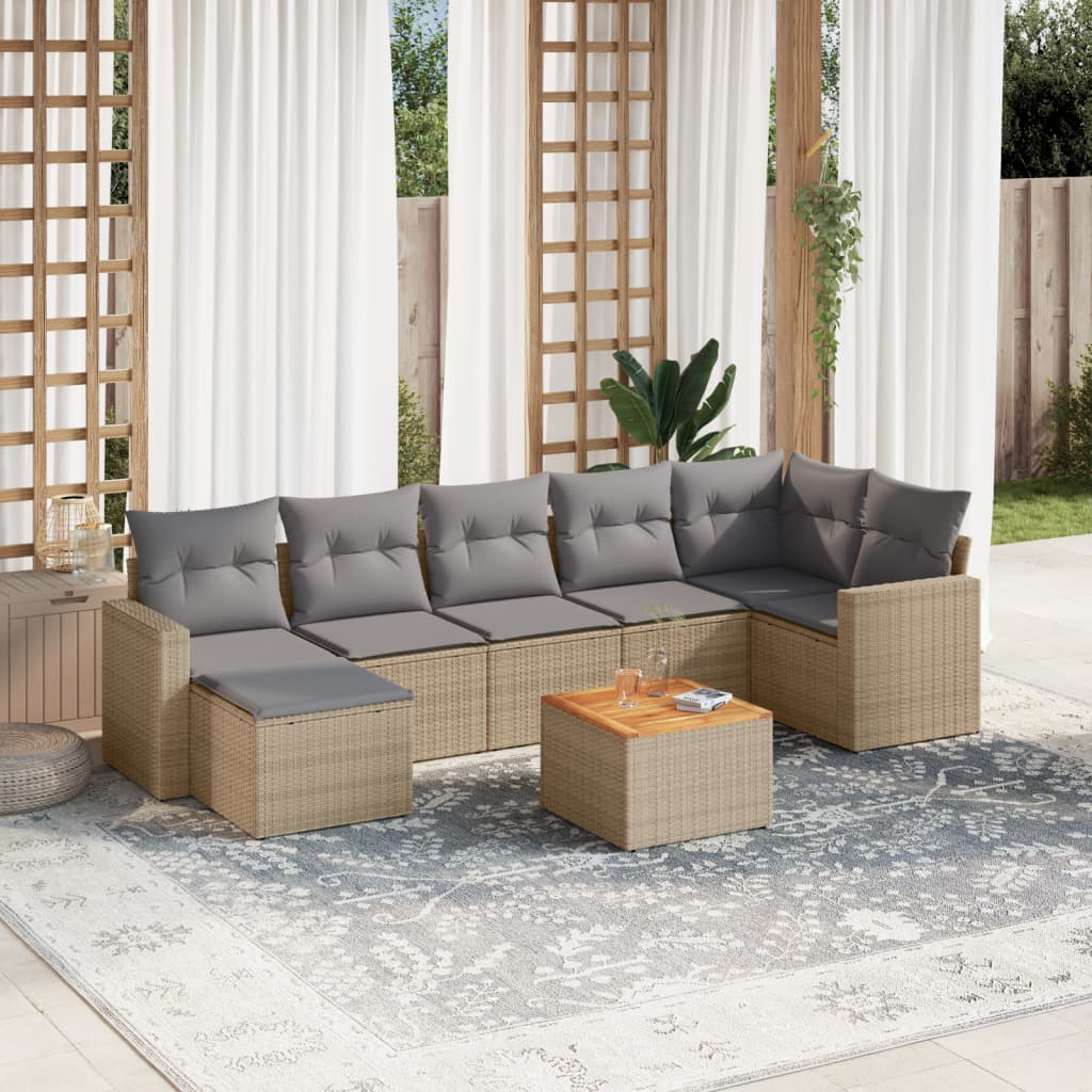 Set Mobilier De Grădină Cu Perne, 8 Piese, , Poliratan