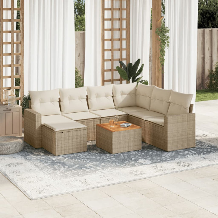 Set Mobilier De Grădină Cu Perne, 8 Piese, , Poliratan