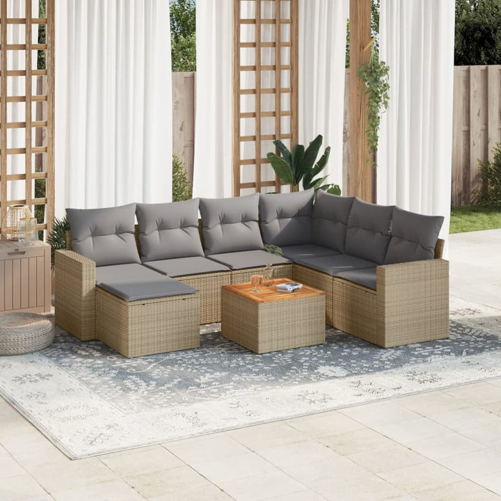 Set Mobilier De Grădină Cu Perne, 8 Piese, , Poliratan