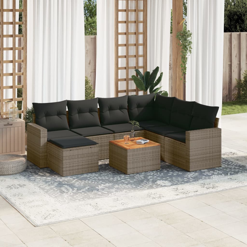 Set Mobilier De Grădină Cu Perne, 8 Piese, , Poliratan