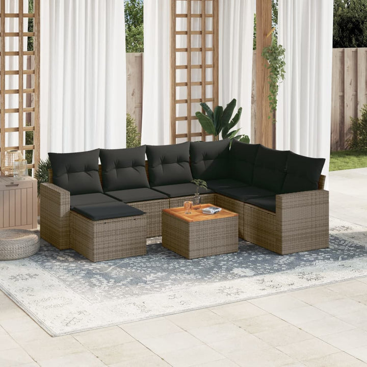 Set Mobilier De Grădină Cu Perne, 8 Piese, , Poliratan