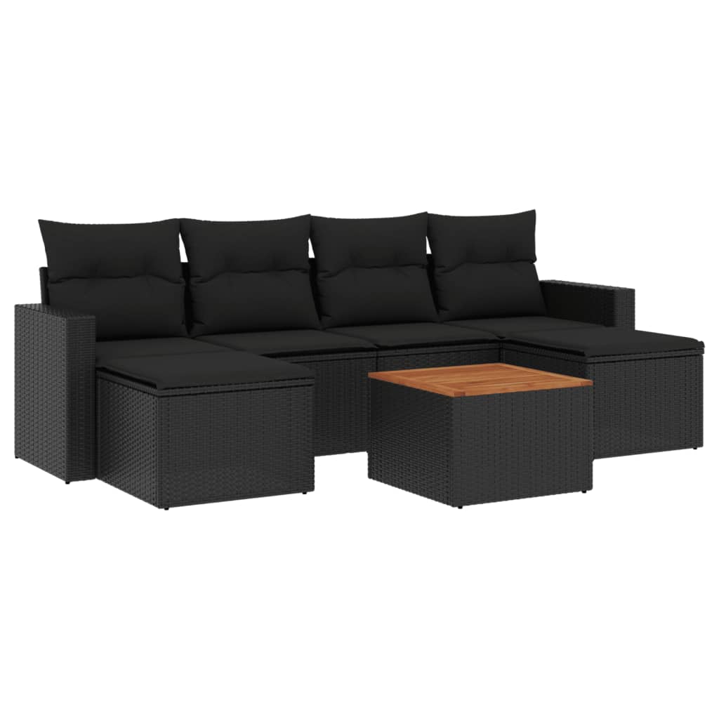 Set Canapele De Grădină Cu Perne, 7 Piese, , Poliratan