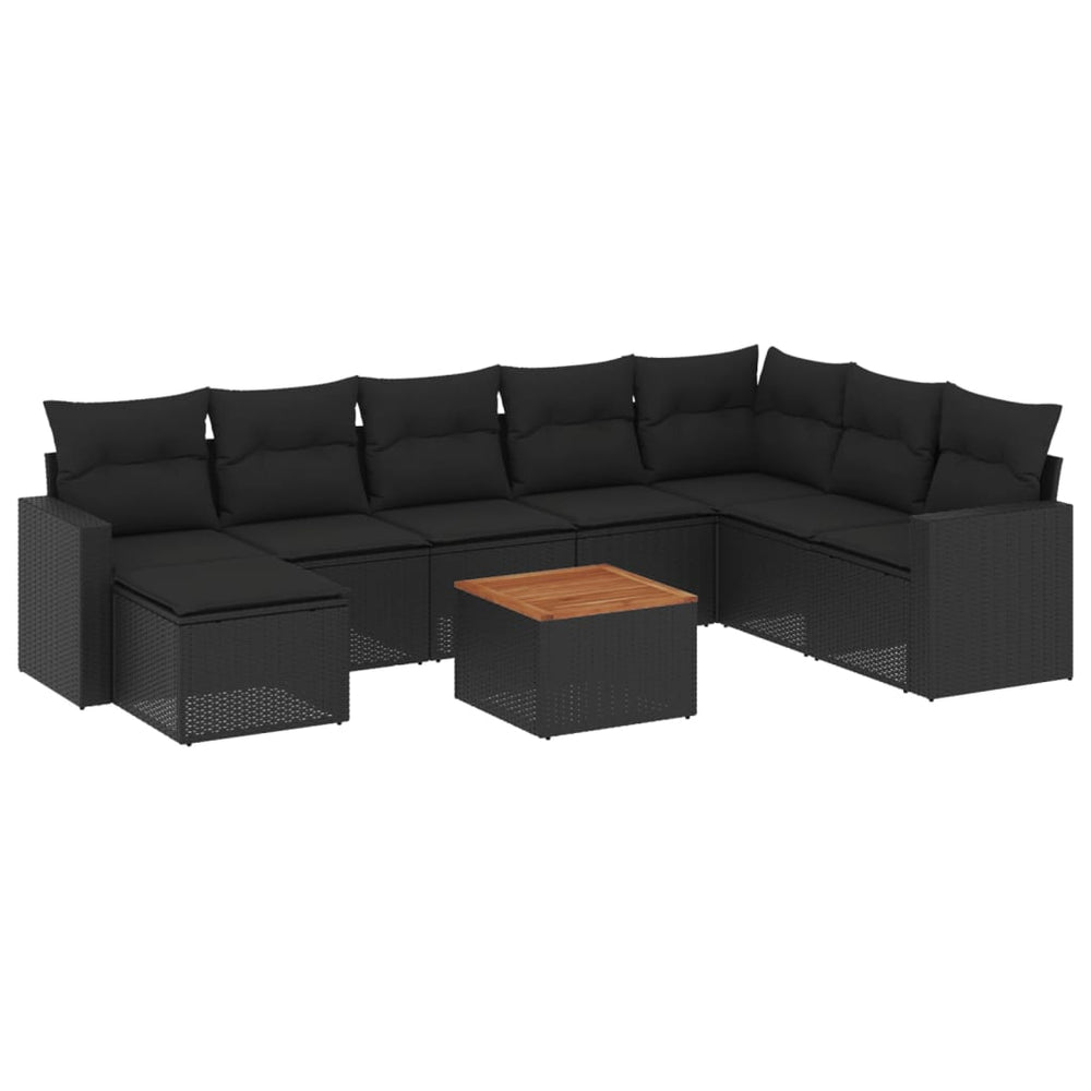 Set Mobilier De Grădină Cu Perne, 9 Piese, , Poliratan
