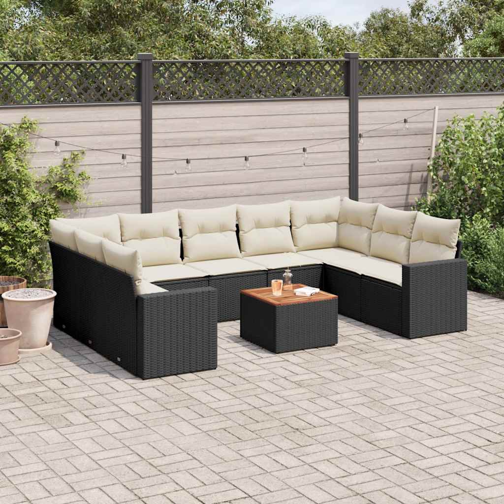 Set Canapele De Grădină Cu Perne, 10 Piese, , Poliratan